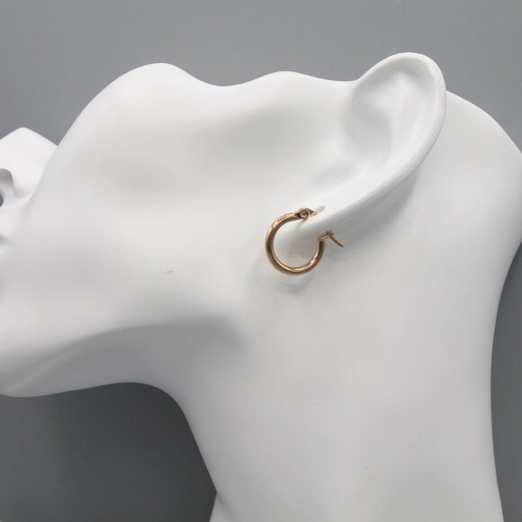 Jewelry earrings hoop hoops 15mm wide thin rose gold tone small elegant new - Picture 5 of 9